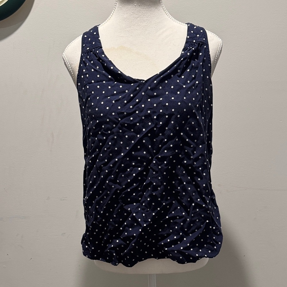 Old Navy Navy Blue Polka Dot Tank Top